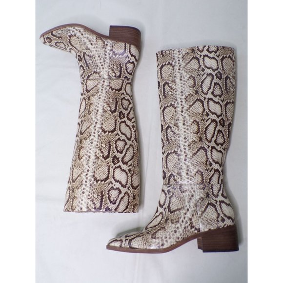 🆕 VINCE CAMUTO Beaanna Knee High Snake Print Boot Natural 8 - Picture 12 of 13